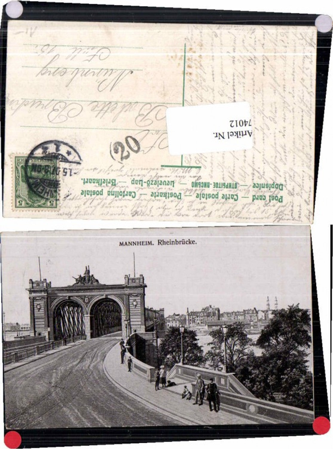 74012, Mannheim Rhine Bridge People around 1907