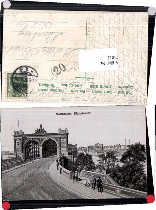 74012, Mannheim Rhine Bridge People around 1907
