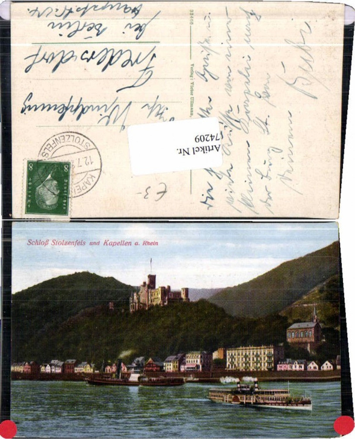 74209,Schloss Stolzenfels Kapellen am Rhein Dampfer