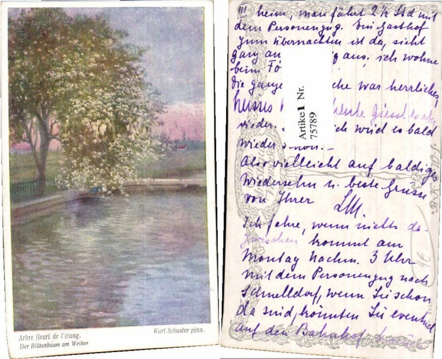 75789,Karl M. Schuster Blütenbaum Weiher B.K.W.I 1432
