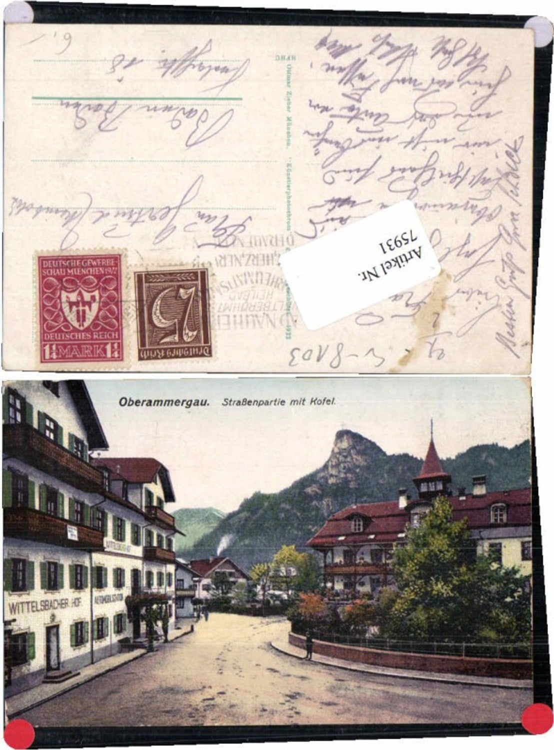 75931,Oberammergau Strassenpartie m. Gasthaus Wittelsbacher