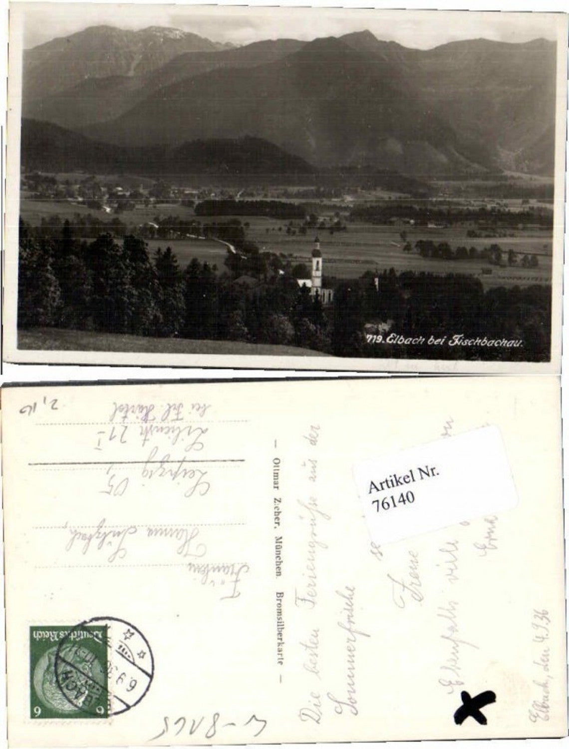 76140,Elbach b. Fischbachau 1936 pub Zieher Bromsilberkarte