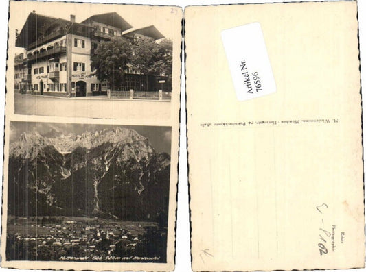 76596,Mittenwald a. Isar Hotel Traube Rare 2 Bildkarte