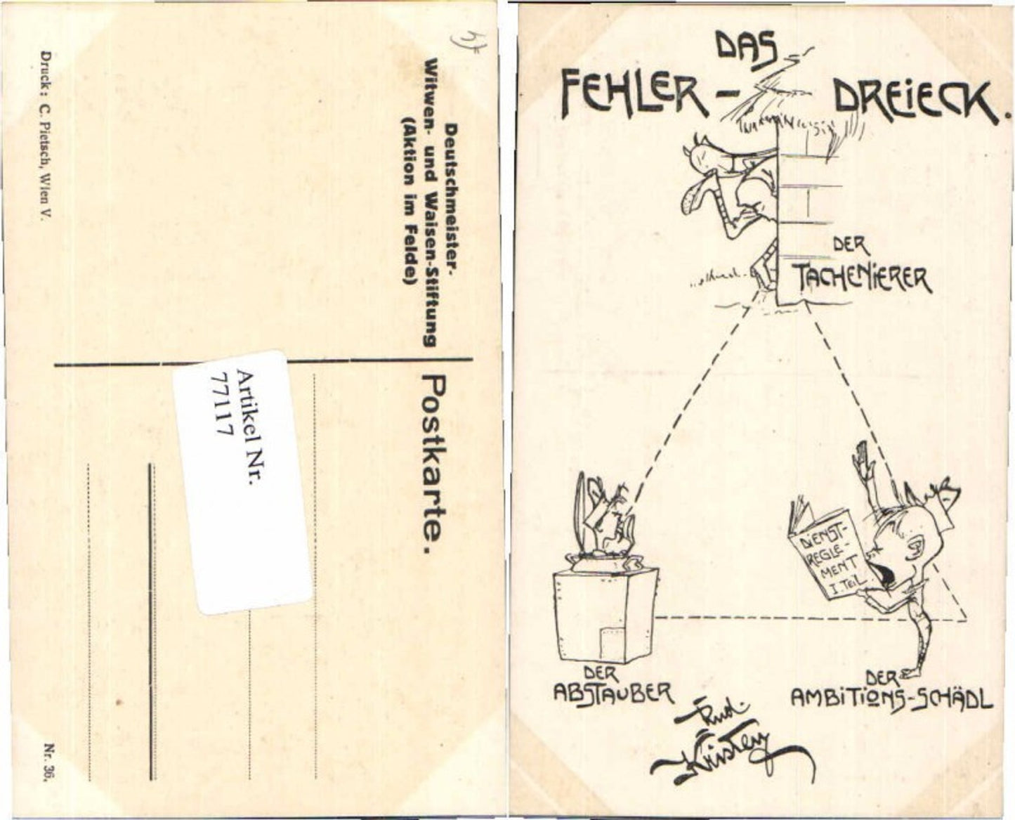 77117,WW1 Karikatur Rudi Kristen Fehler Dreieck