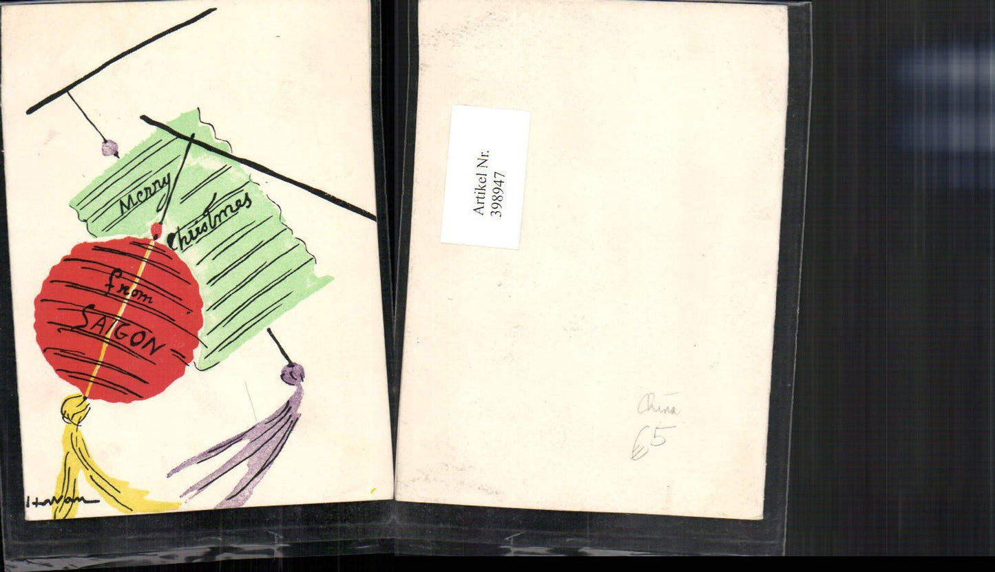 398947,Künstler AK Vietnam Saigon Ho-Chi-Minh-Stadt Lampion