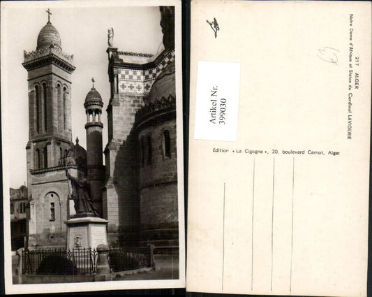 399030,Algeria Alger Algier Notre Dame Afrique et Statue du Cardinal Lavigerie Kirche Denkmal