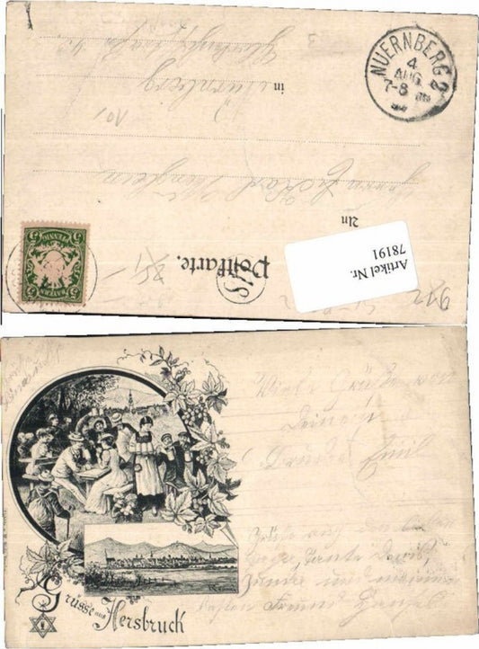 78191,Tolle Vorläufer Grüße aus Hersbruck 1895 ca.