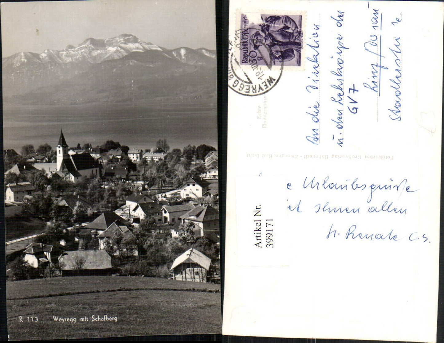 399171,Weyregg Totale m. Schafberg Bergkulisse