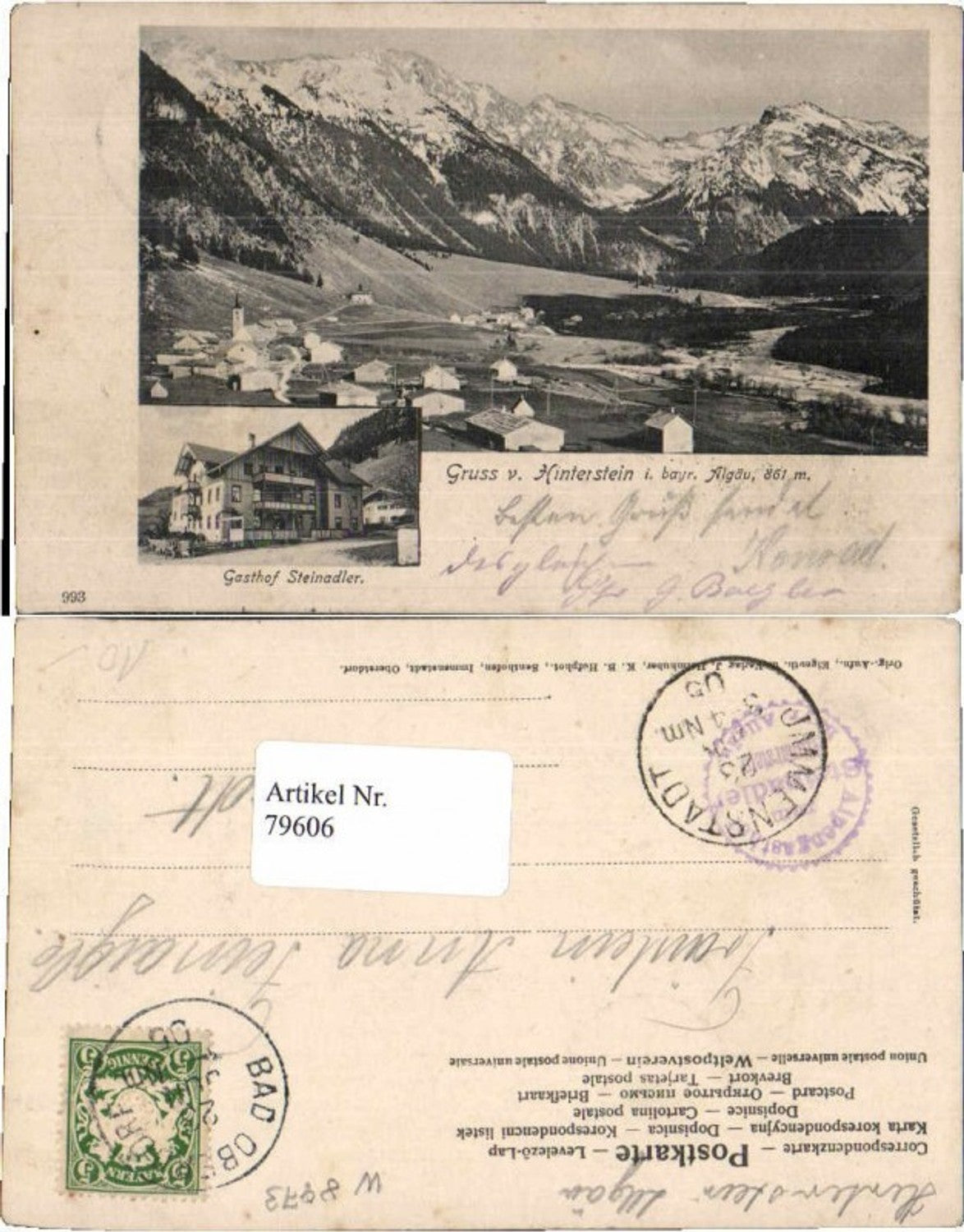 79606,Gruss aus Hinterstein Hindelang Gasthaus Steinadler