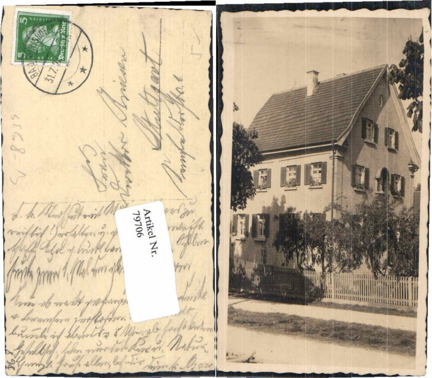 79706,Unikat FotoAK Wörishofen Hausansicht 1927