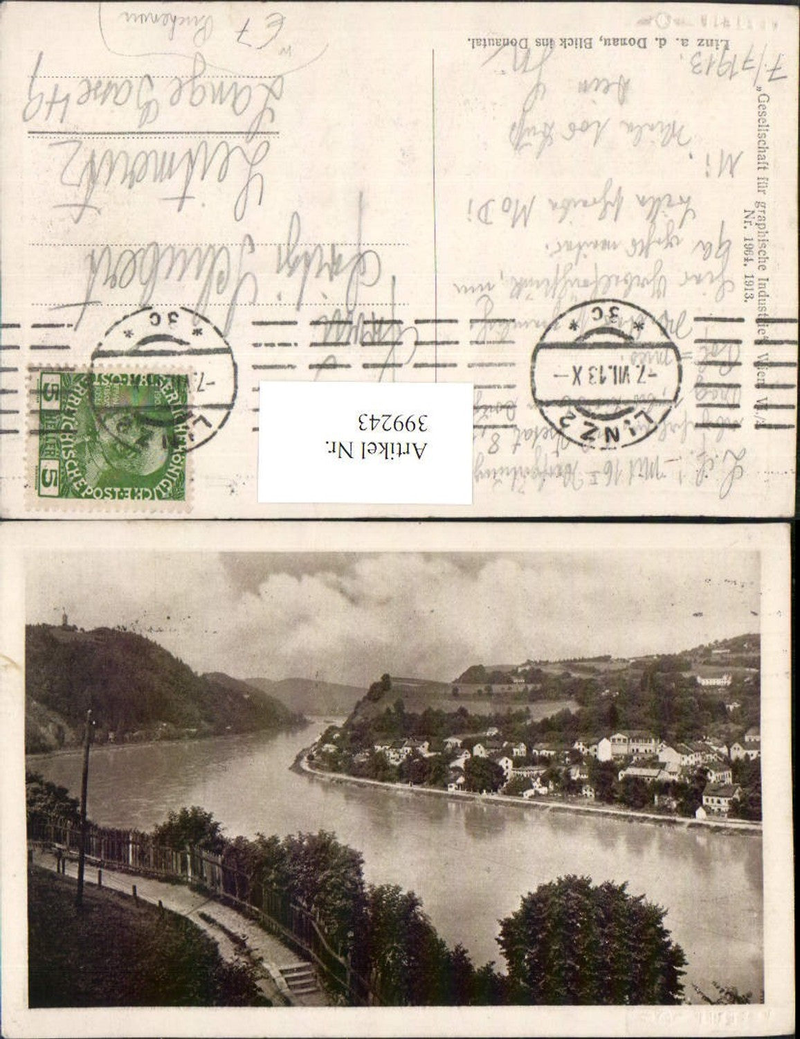 399243,Linz an d. Donau Puchenau Teilansicht Fluss