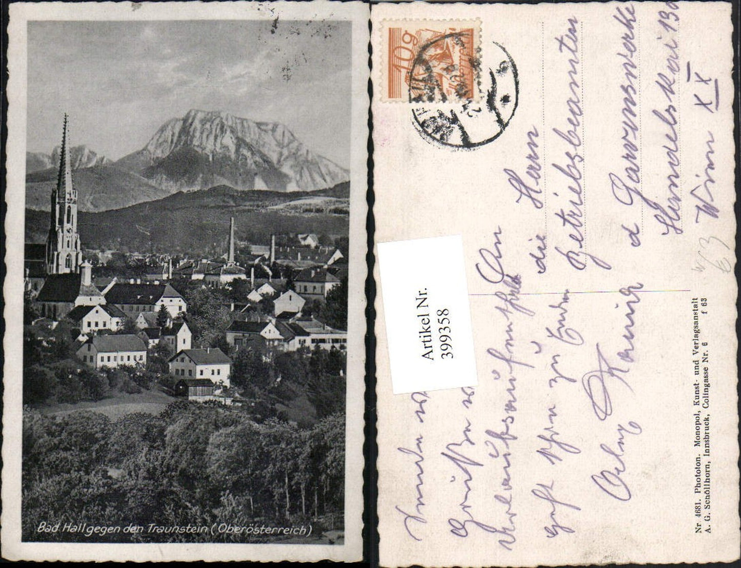 399358,Bad Hall Teilansicht geg. Traunstein Bergkulisse