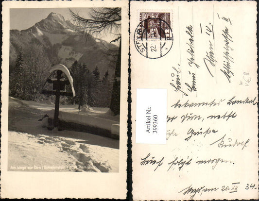 399360,Am Wege zur Dirn Schieferstein b. Losenstein Wegkreuz Winterbild pub Foto Them