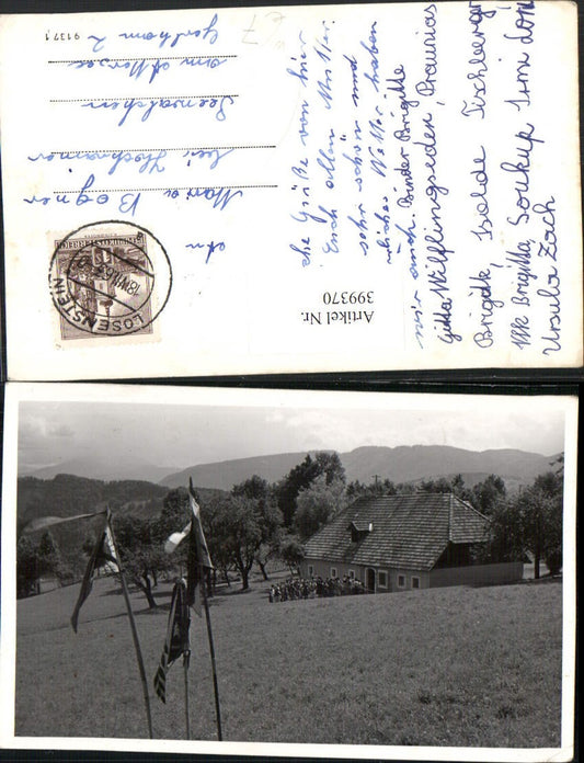 399370,Foto AK Losenstein Jugendherberge Kinder Fahnen