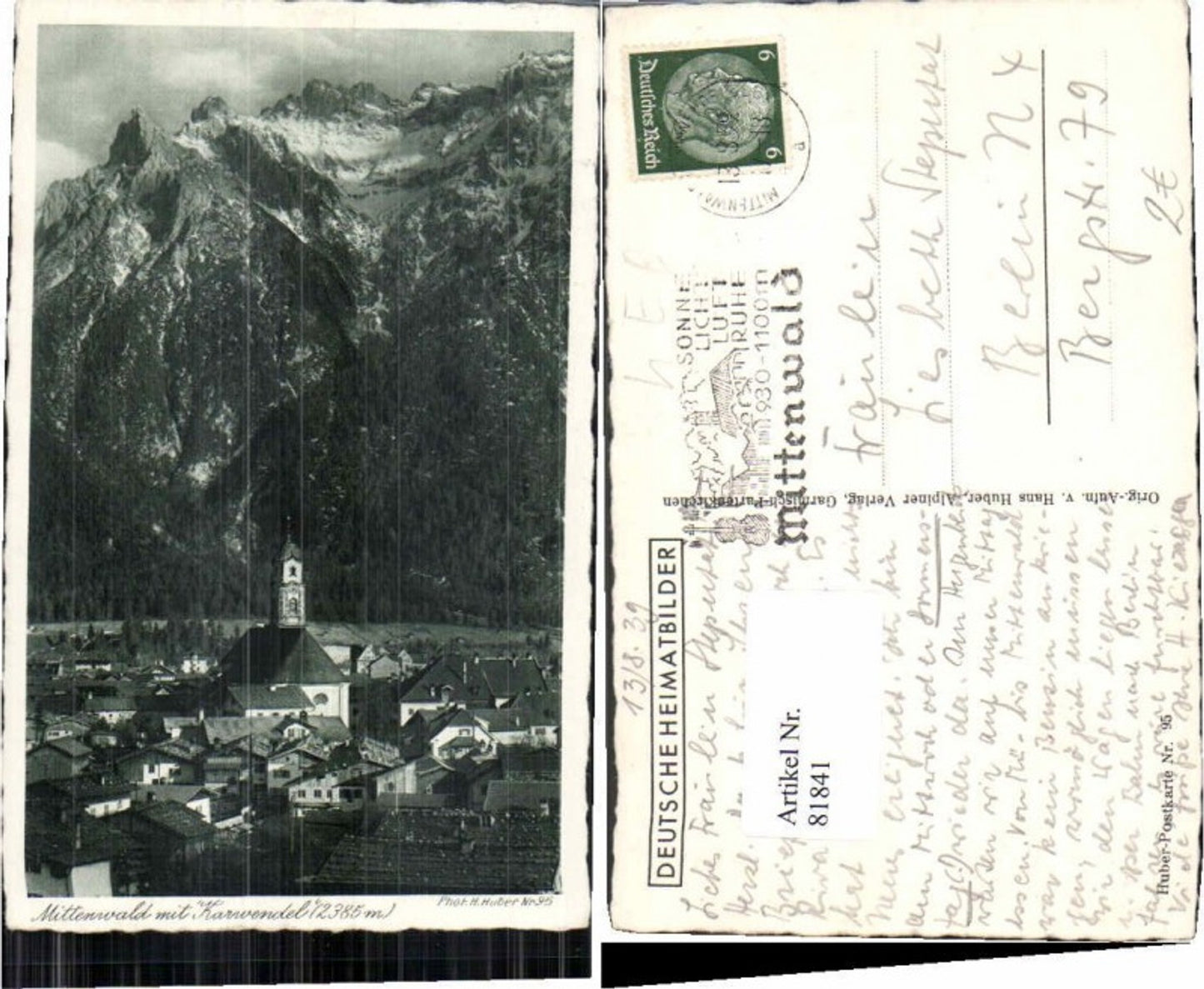 81841,Mittenwald m. Karwendel pub Huber 95