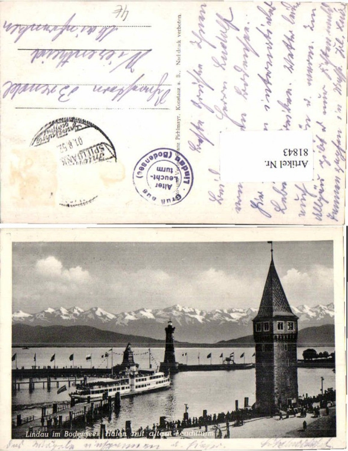 81843,Lindau am Bodensee Leuchtturm Boot Hafen