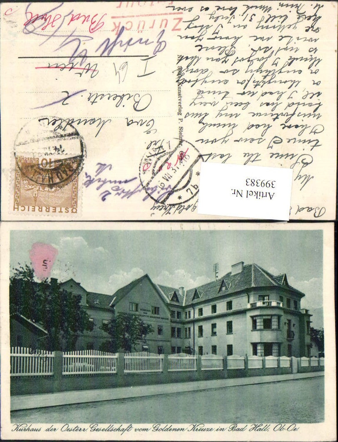 399383,Bad Hall Kurhaus vom Goldenen Kreuze