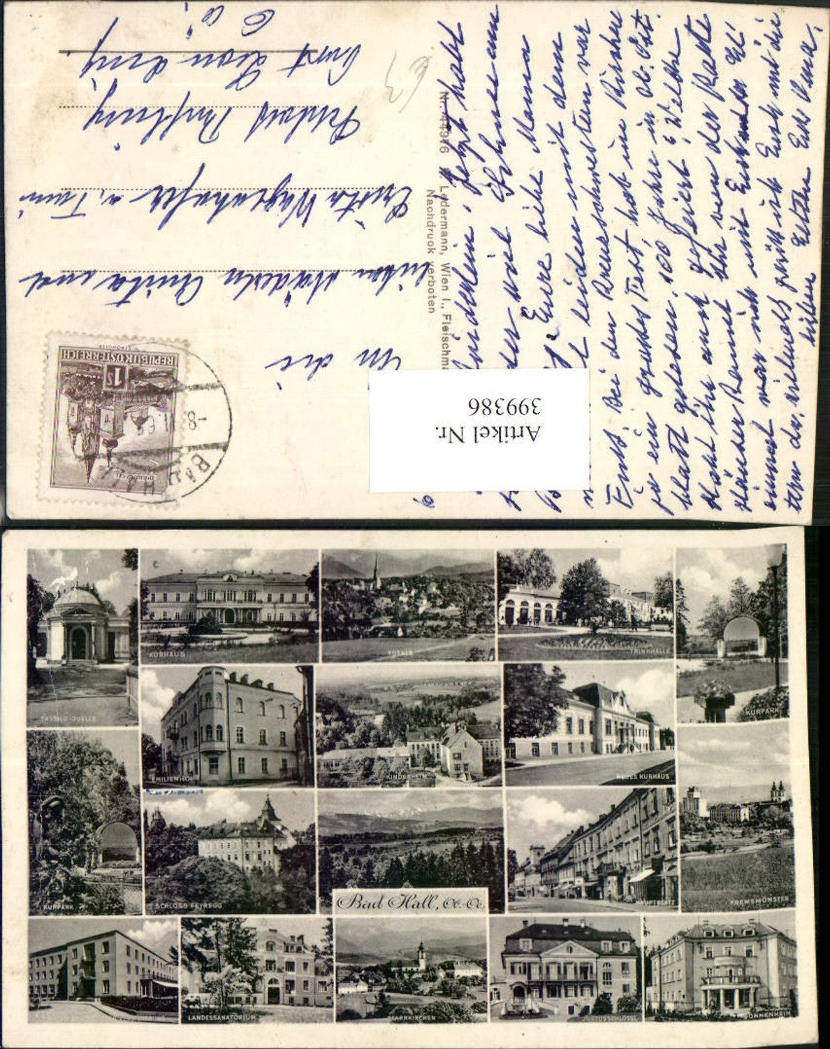 399386,Bad Hall Totale Kurhaus Schloss Sonnenheim Kurpark Mehrbildkarte