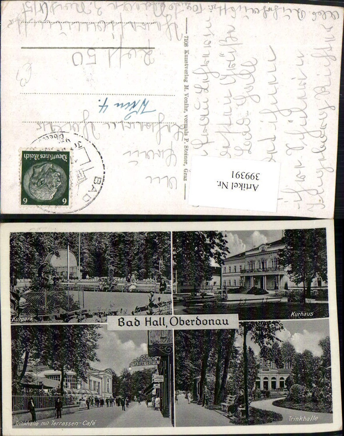 399391,Bad Hall Kurhaus Trinkhalle Kurpark Mehrbildkarte