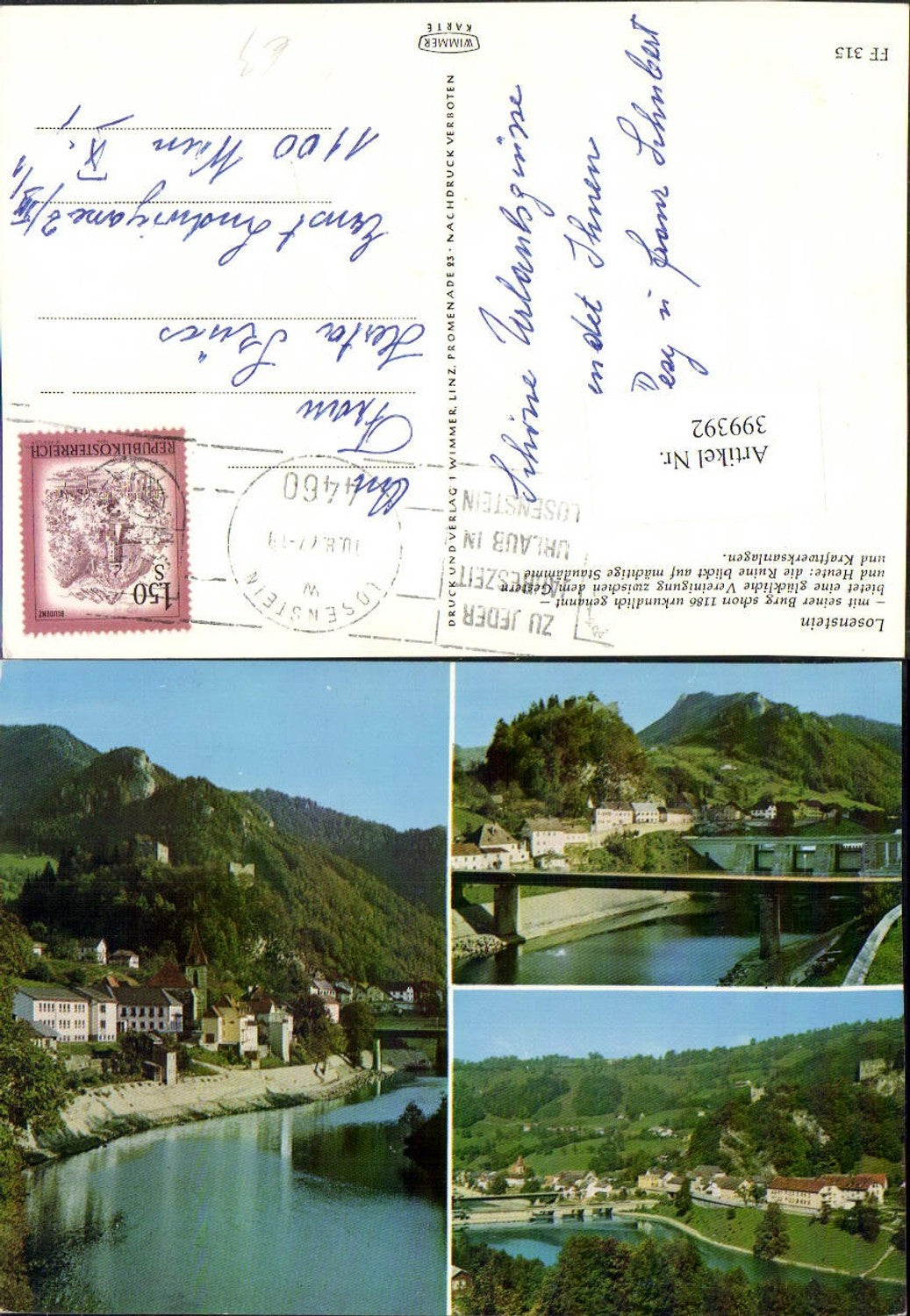 399392,Losenstein Totale Burg Brücke Mehrbildkarte