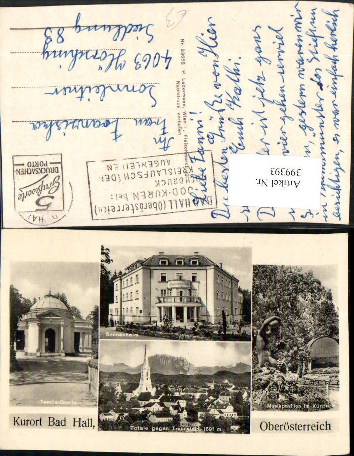 399393,Bad Hall Totale Sonnenheim Musikpavillon Mehrbildkarte