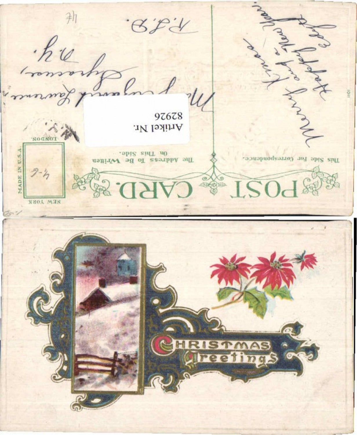 82926,Tolle Präge AK Weihnachten Jugendstil Verziert