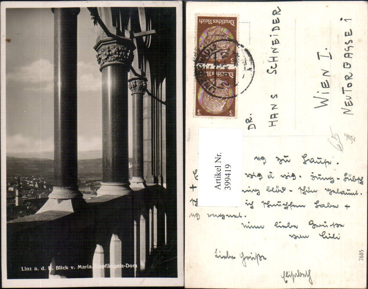 399419,Linz an d. Donau Blick vom Maria Empfängnis-Dom