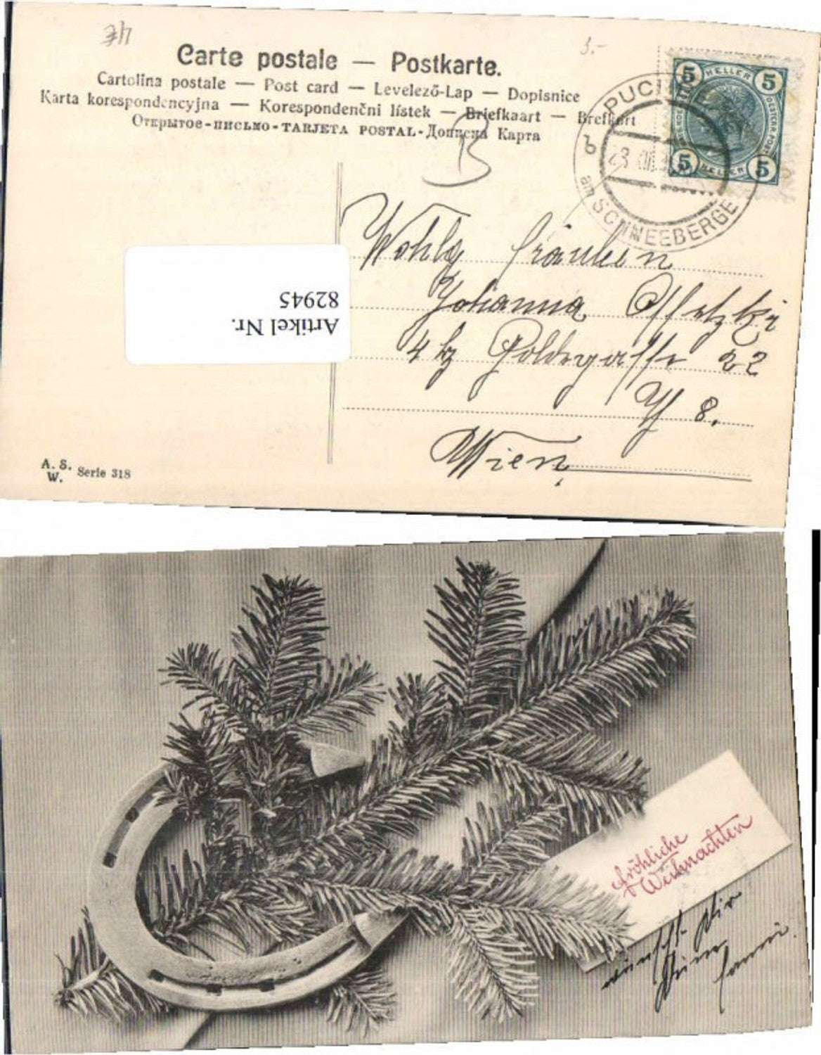 82945, Christmas horseshoe fir branch 1905