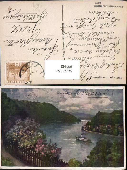 399442,Künstler AK Linz an d. Donau Donaupartie pub Hans Hausner 7007/7