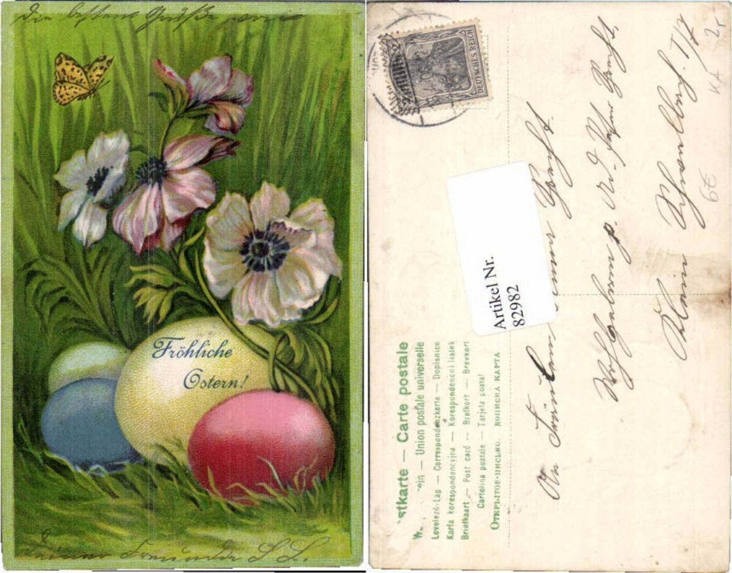 82982,Ostern Ostereier Schmetterling Blumen