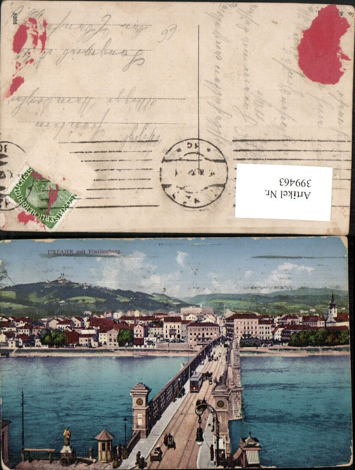 399463,Linz an d. Donau Brücke Urfahr Totale m. Pöstlingberg