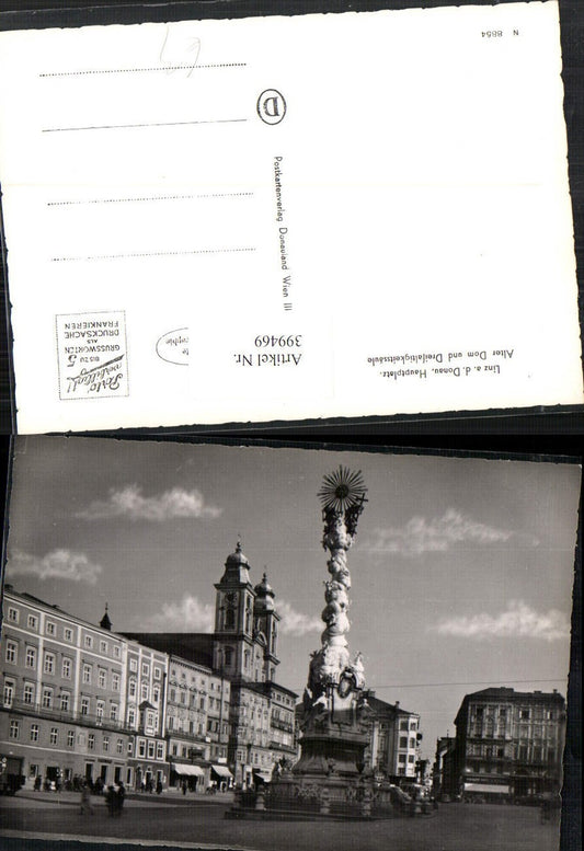 399469,Linz an d. Donau Hauptplatz Dreifaltigkeitssäule Pestsäule Dom Kirche
