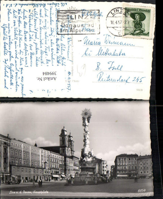 399484,Linz an d. Donau Hauptplatz Dreifaltigkeitssäule Pestsäule Kirche