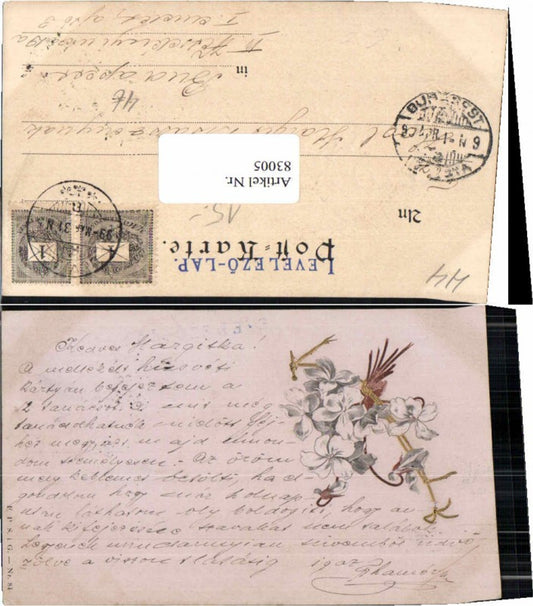 83005, Great embossed postcard, floral, gold decorated