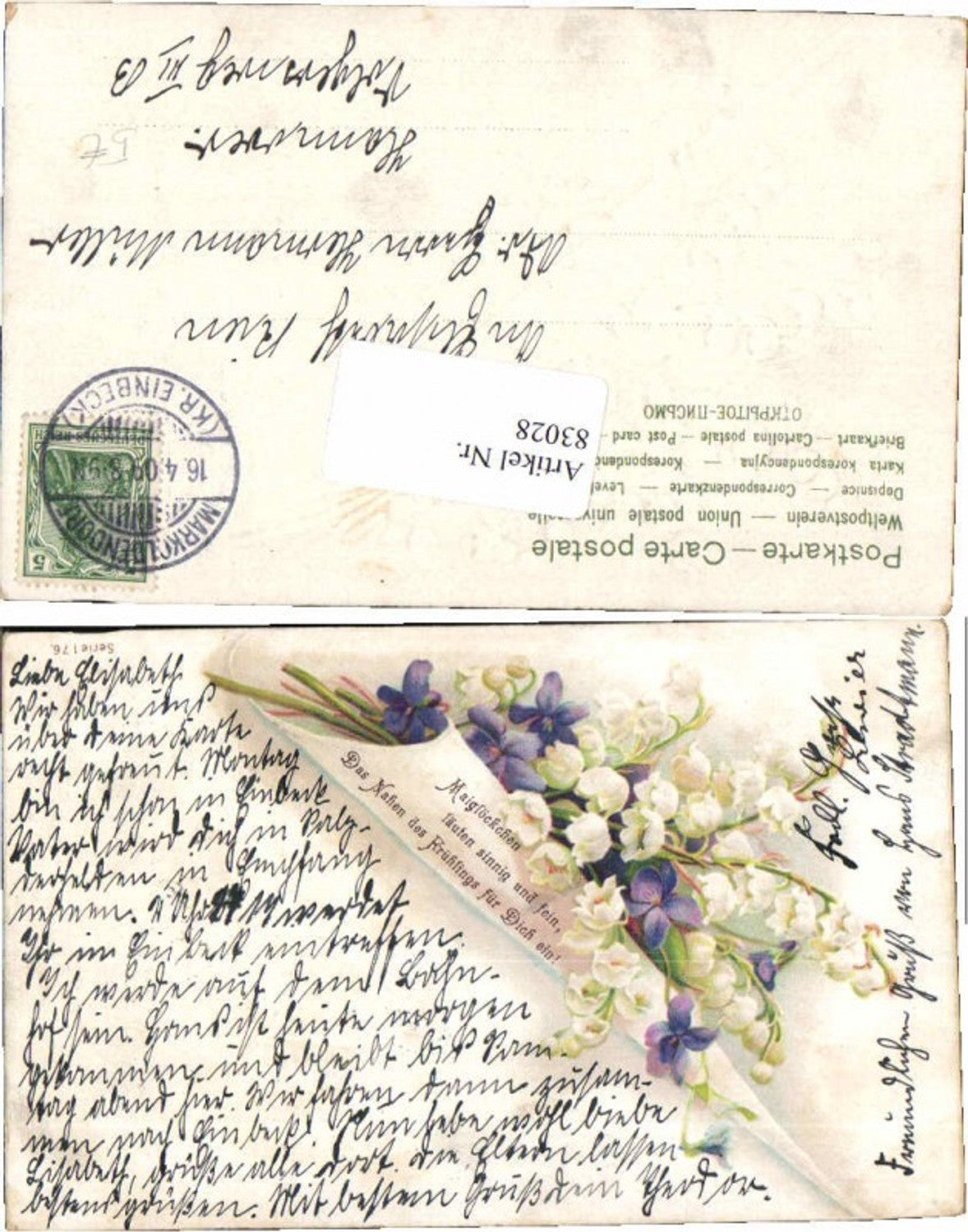 83028, Great embossing Lily of the Valley flower saying
