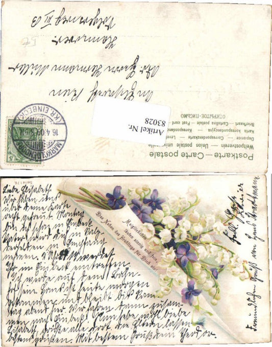 83028, Great embossing Lily of the Valley flower saying