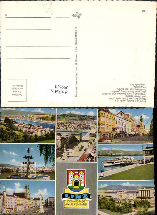 399513,Linz an d. Donau Totale Hauptplatz Bahnhof Brunnen Mehrbildkarte