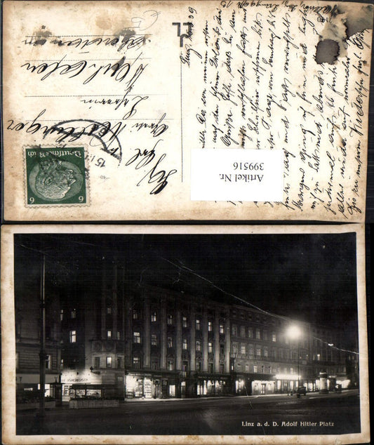 399516,Linz an d. Donau b. Nacht Hauptplatz Geschäfte