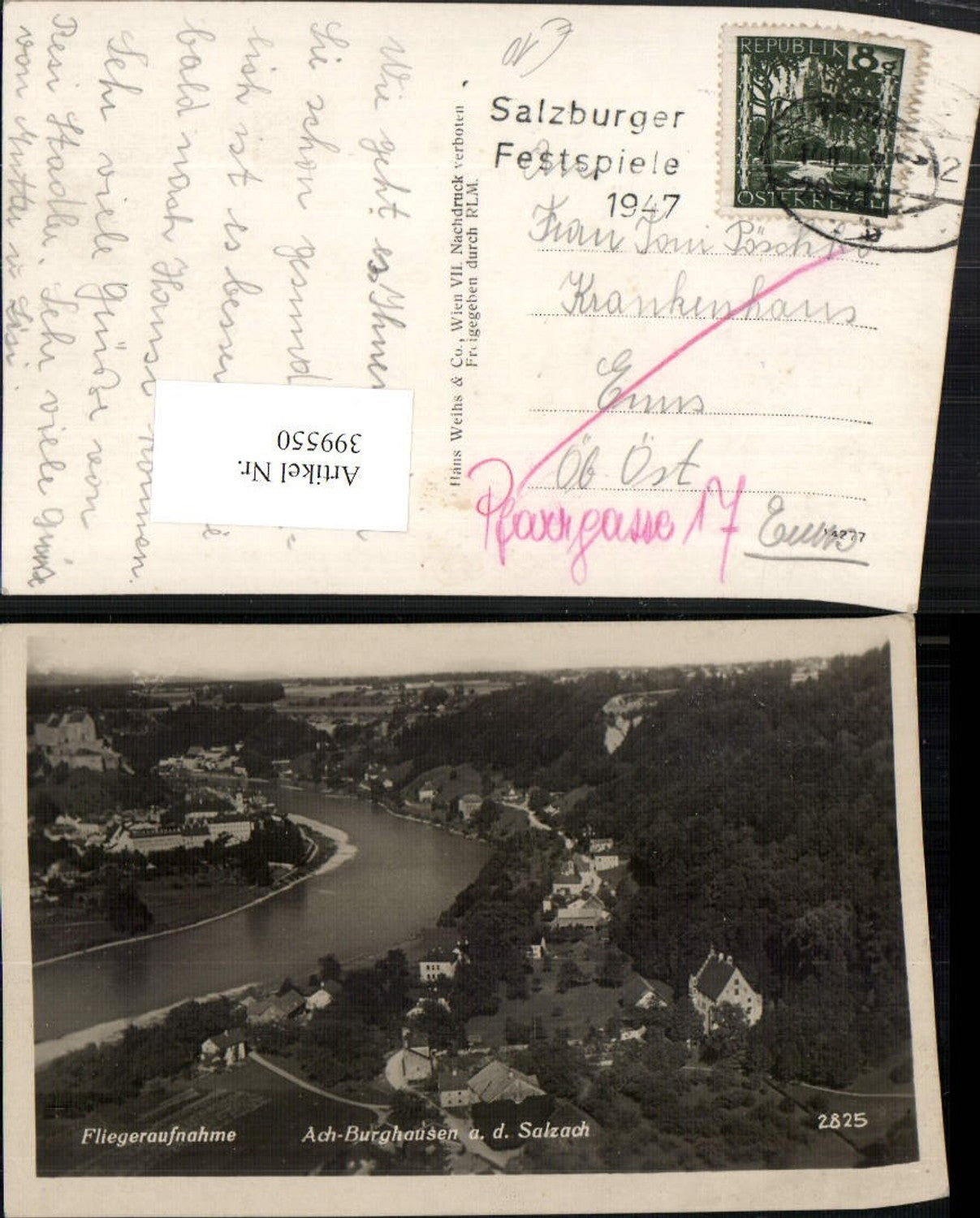 399550,Ach Burghausen an d. Salzach Totale Fliegeraufnahme