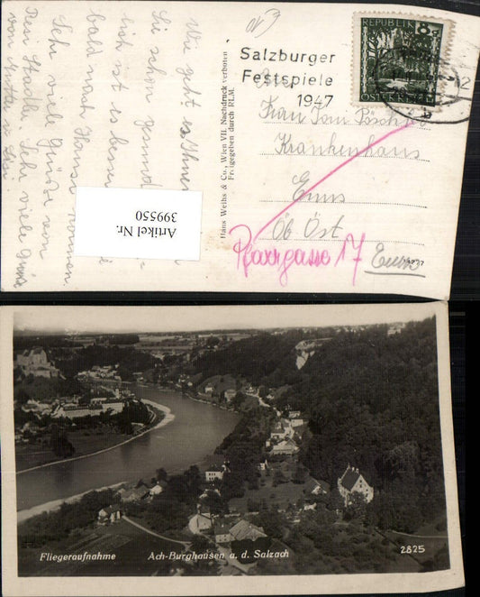 399550,Ach Burghausen an d. Salzach Totale Fliegeraufnahme