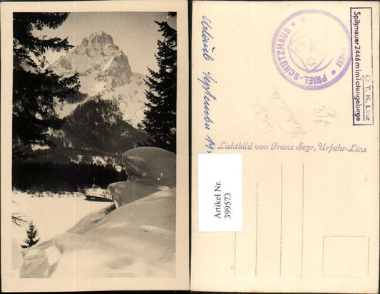 399573,Foto AK Hinterstoder Spitzmauer Bergkulisse Winterbild pub Franz Seyr Lichtbild