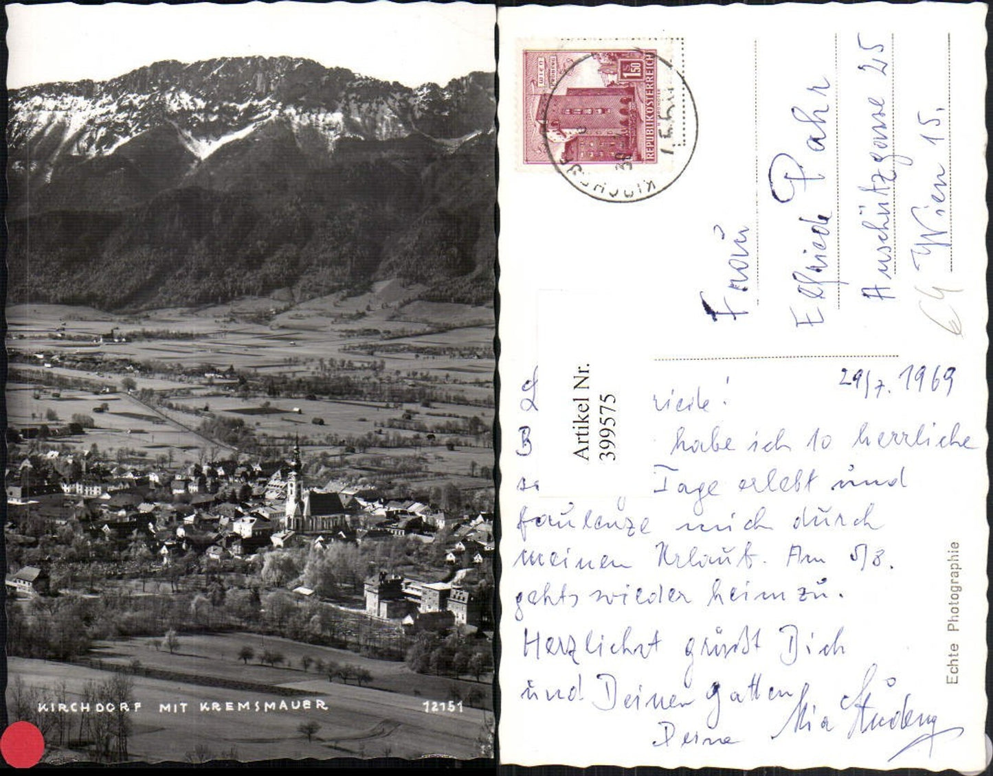 399575,Kirchdorf an d. Krems Totale m. Kremsmauer Bergkulisse