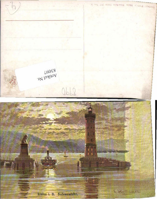 83097,Lindau am Bodensee Leuchtturm Hafen Heilinger signiert