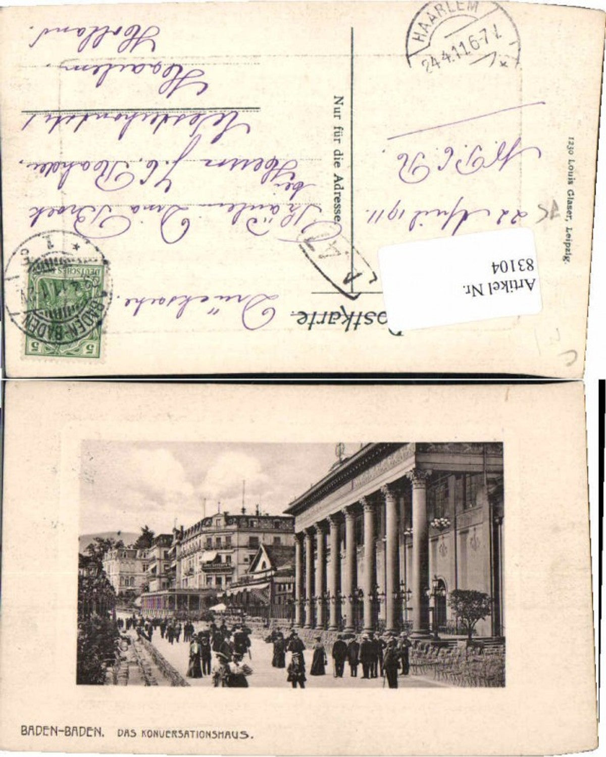 83104,Baden Baden Präge AK Konversationshaus 1911