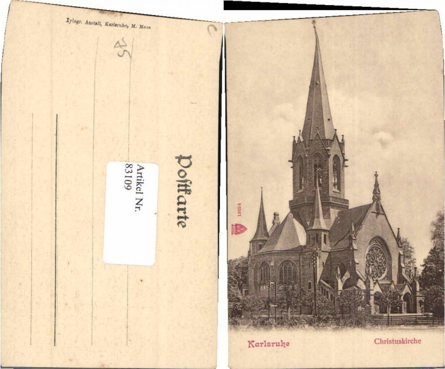 83109,Karlsruhe Christuskirche Partie 1920