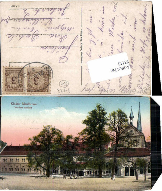 83113, Maulbronn Monastery, Front View, Railway Post Office