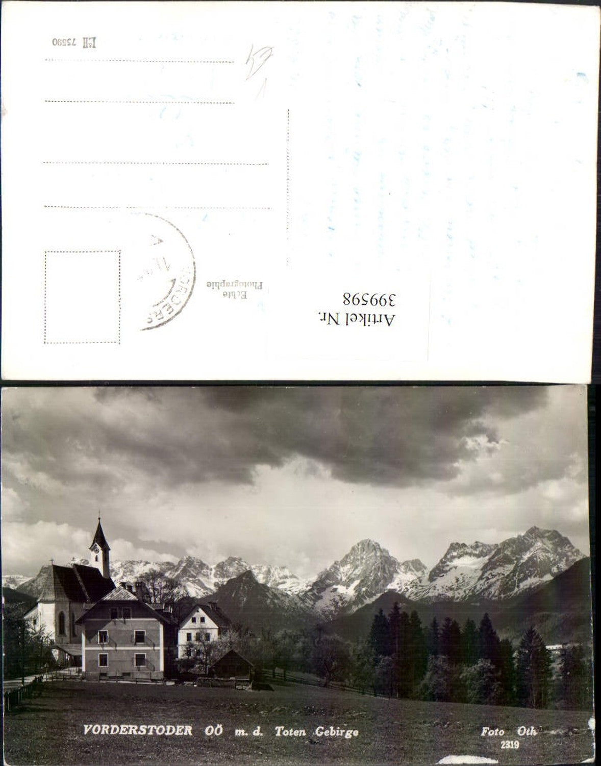 399598,Vorderstoder Kirche m. Toten Gebirge Bergkulisse pub Foto Oth 2319
