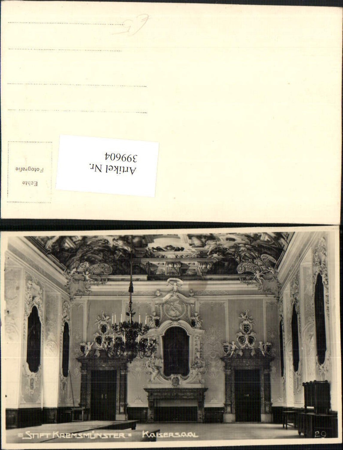 399604,Foto AK Stift Kremsmünster Kaisersaal Innenansicht