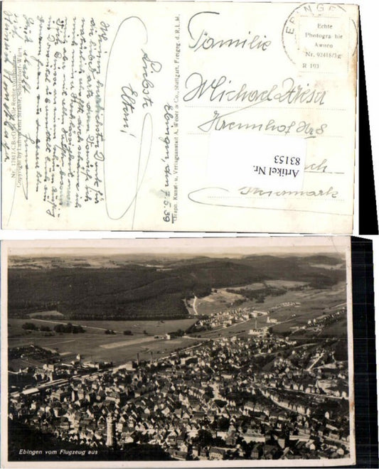 83153, Aerial photograph of Ebingen around 1939 Albstadt