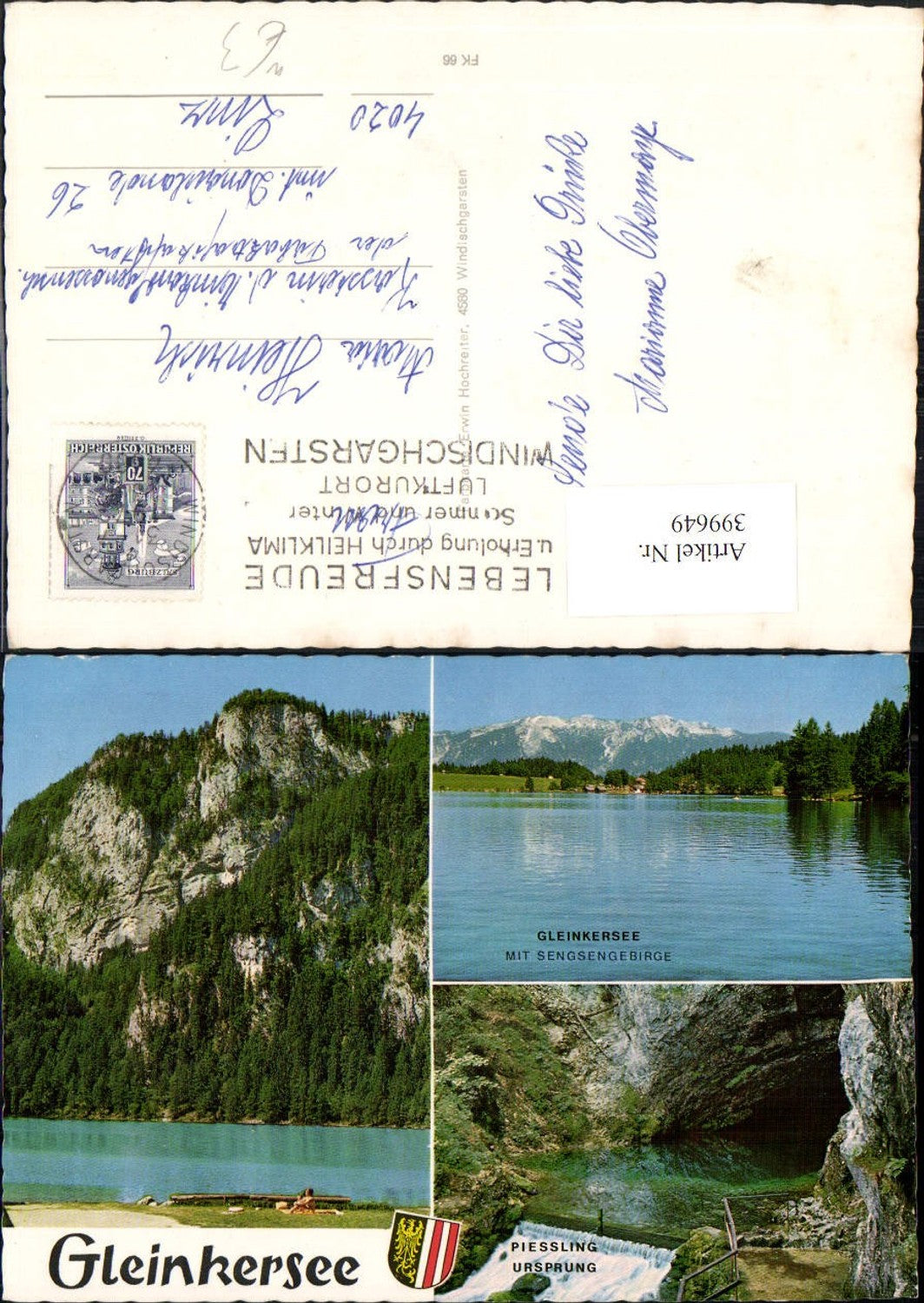 399649,Gleinkersee See b. Spital am Pyhrn Wehr Bergkulisse Mehrbildkarte